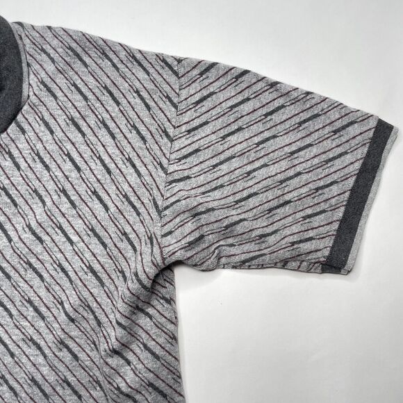 Vintage Mens Polo Shirt XL Retro Striped Print Cotton Contrast Collar Skater - Picture 5 of 8